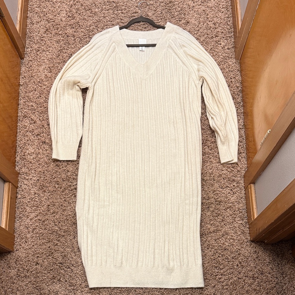 H&M Off-White Knit Sweater Dress